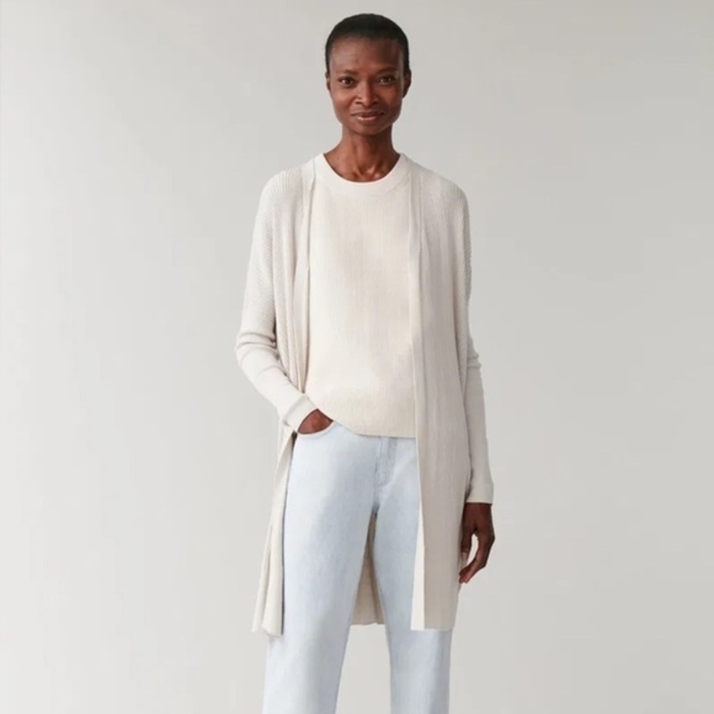 COS Ribbed Cotton-Mix Cardigan